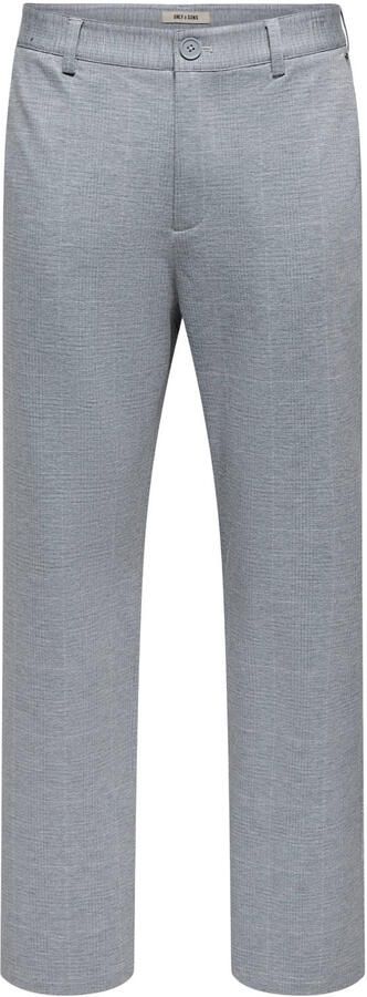 ONLY & SONS straight leg geruite chino lichtgrijs