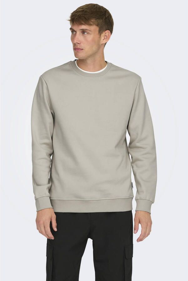 Only & Sons Heren Crew Neck Sweatshirt Gray Heren