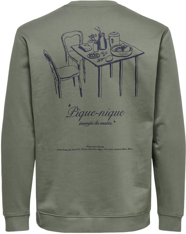 ONLY & SONS sweater met backprint groen