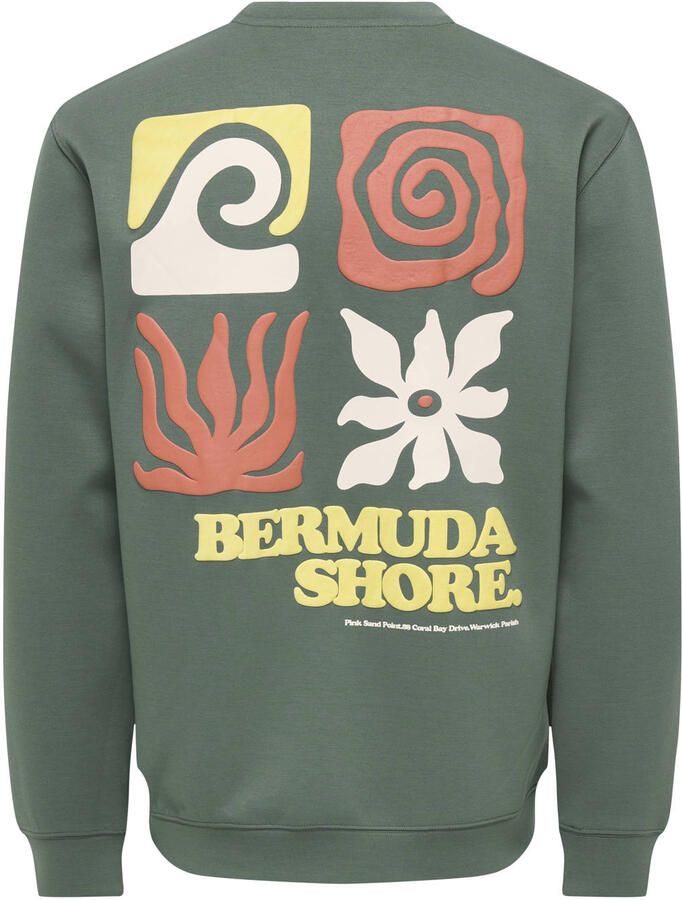 ONLY & SONS sweater met backprint groen - Foto 2