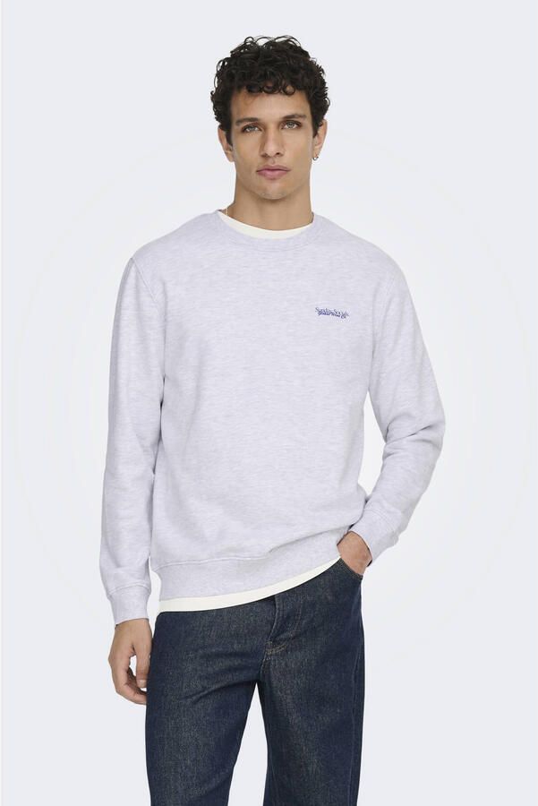 ONLY & SONS sweater met backprint lichtgrijs