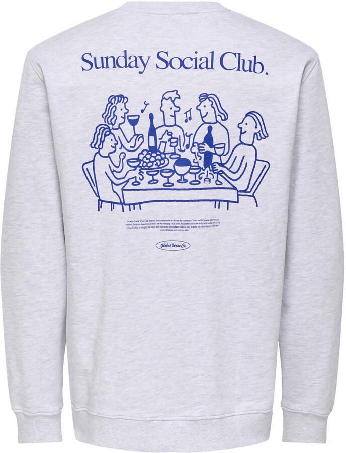 ONLY & SONS sweater met backprint lichtgrijs - Foto 2