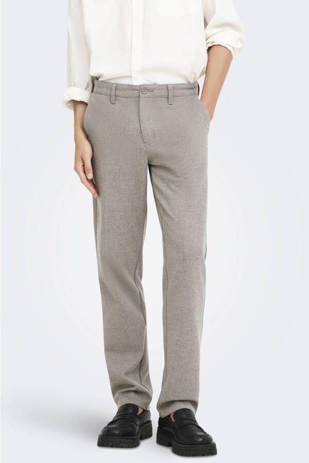 ONLY & SONS tapered gemêleerde chino taupe
