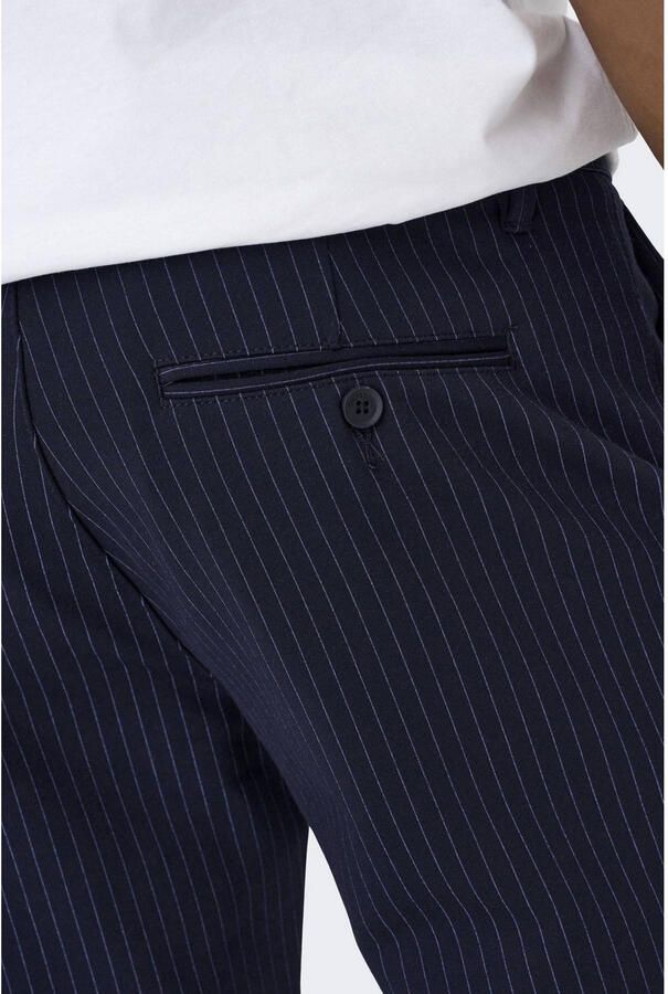 ONLY & SONS tapered fit broek met krijtstreep ONSMARK donkerblauw