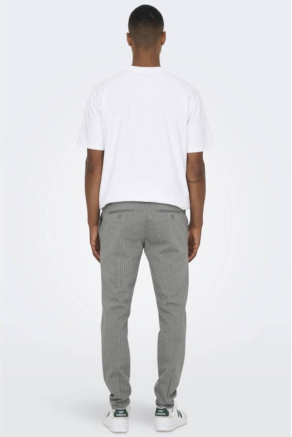ONLY & SONS tapered fit broek met krijtstreep ONSMARK light grey melange - Foto 2