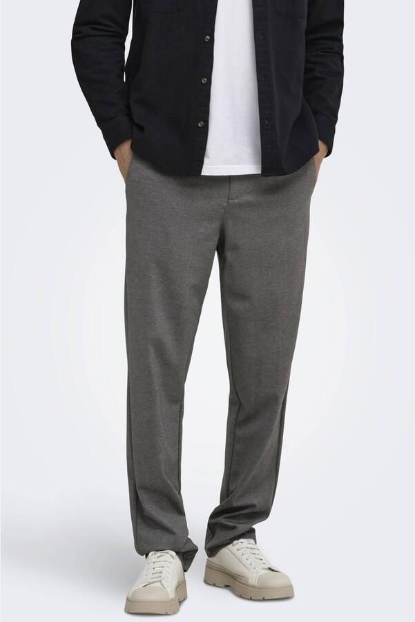 ONLY & SONS tapered gemêleerde chino bruin