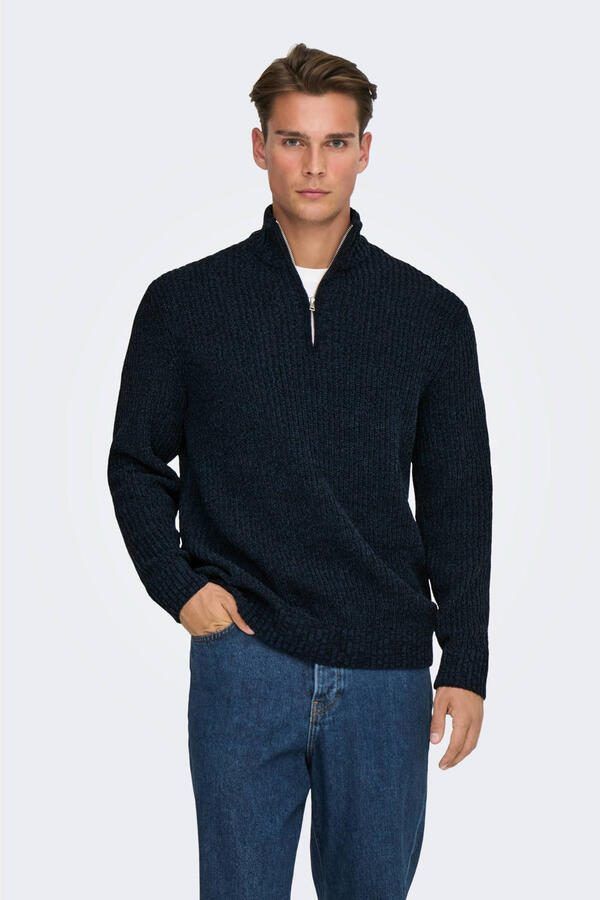 Only & Sons Regular fit schipperstrui met korte ritssluiting model 'JOIN'