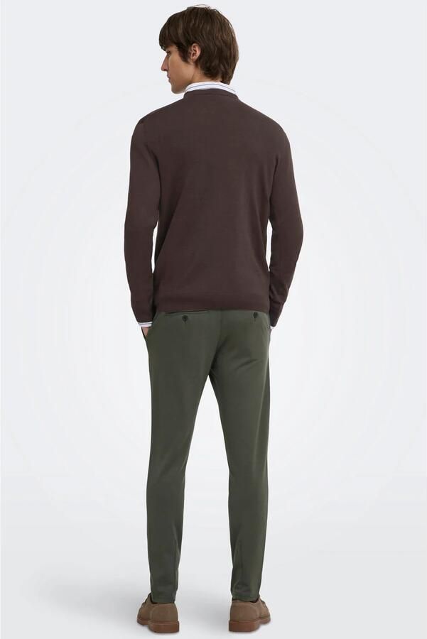 ONLY & SONS viscose slim fit chino donkergroen - Foto 2