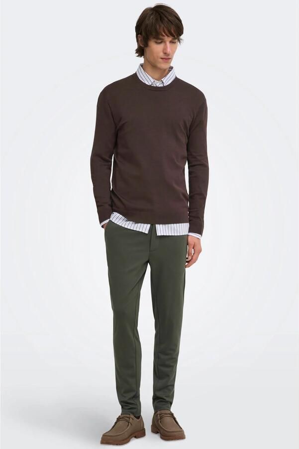 ONLY & SONS viscose slim fit chino donkergroen - Foto 3