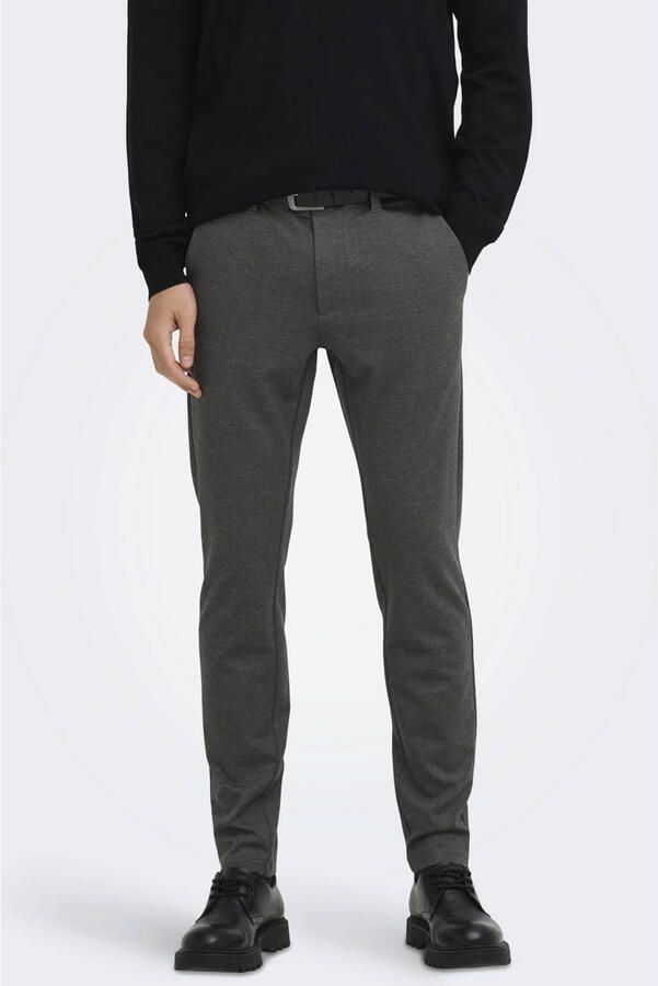 ONLY & SONS viscose slim fit gemêleerde chino beluga