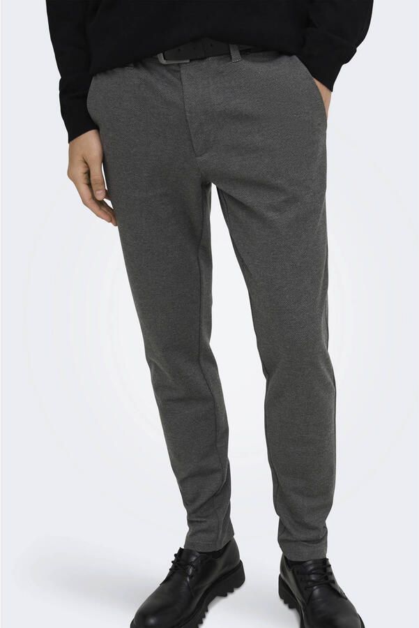 ONLY & SONS viscose slim fit gemêleerde chino beluga - Foto 2