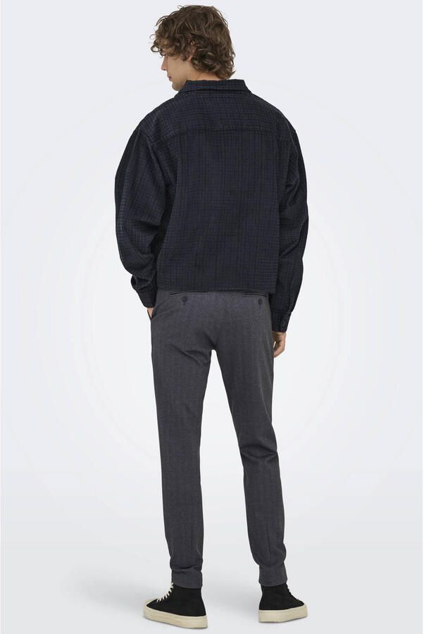 ONLY & SONS viscose slim fit geruite chino donkerblauw - Foto 3