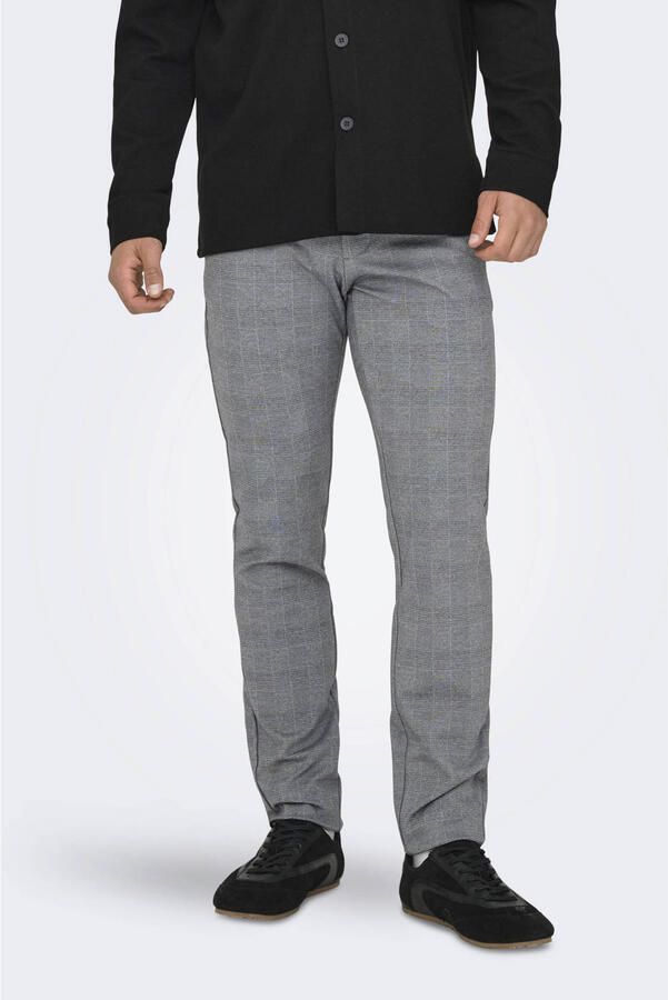 ONLY & SONS geruite slim fit pantalon ONSMARK limestone - Foto 2