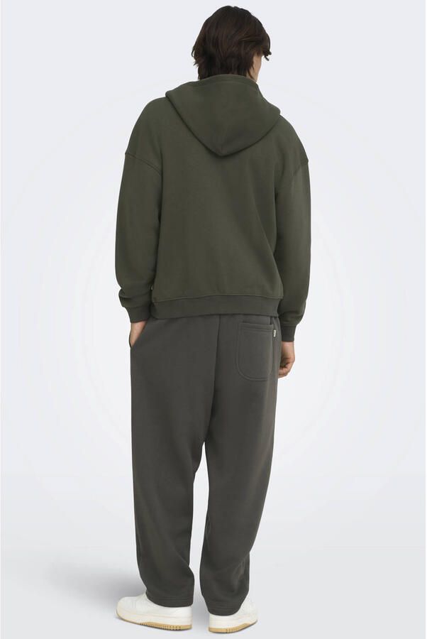 ONLY & SONS wide leg joggingbroek donkergroen - Foto 3