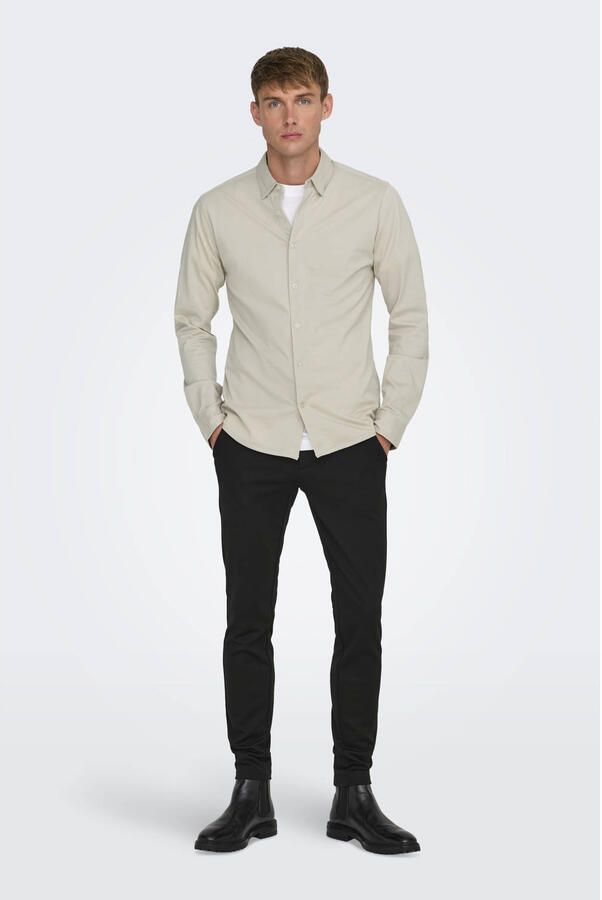 ONLY & SONS zakelijk overhemd beige