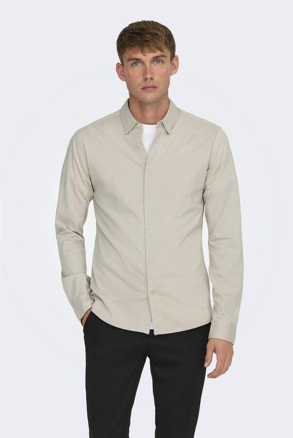 ONLY & SONS zakelijk overhemd beige