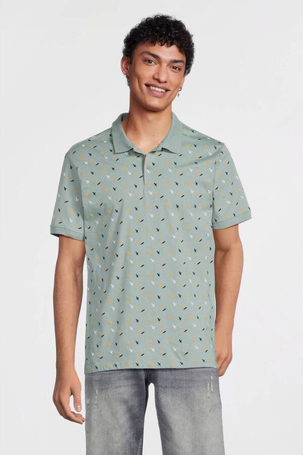 ONLY & SONS polo ONSMILAN met all over print groen