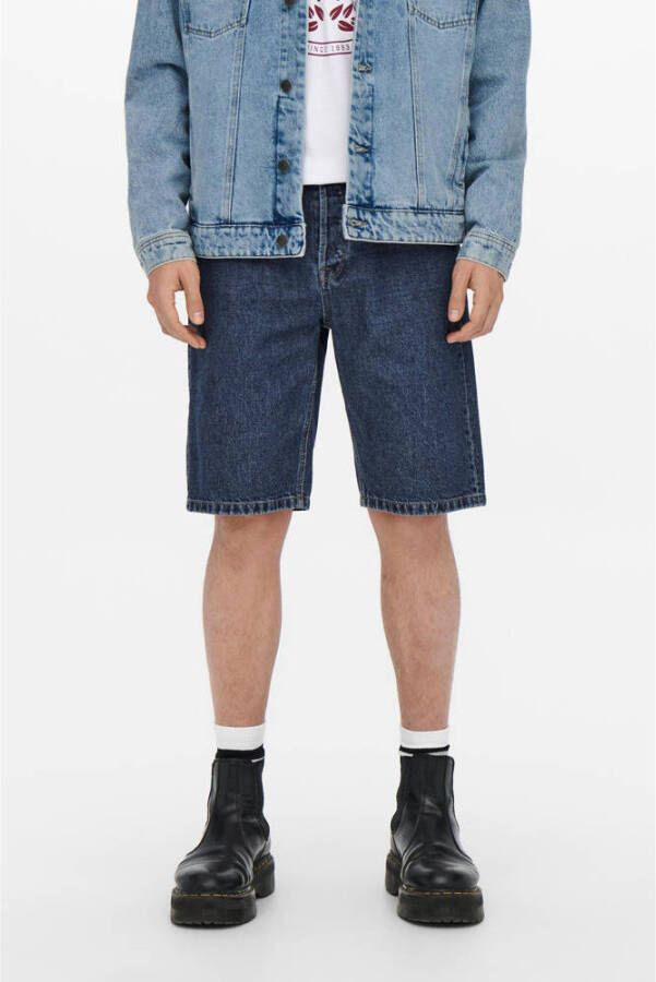 ONLY & SONS regular fit jeans short ONSAVI blauw