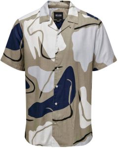 ONLY & SONS regular fit overhemd ONSDAB met all over print vintage khaki