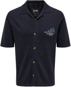 ONLY & SONS regular fit overhemd ONSPLATON met printopdruk donkerblauw