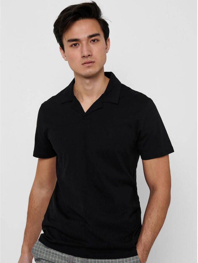 ONLY & SONS regular fit polo ONSABRAHAM van biologisch katoen black