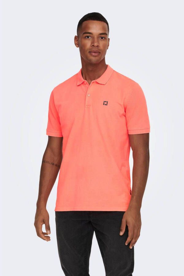 ONLY & SONS regular fit polo ONSCRUYFF met logo fiery coral