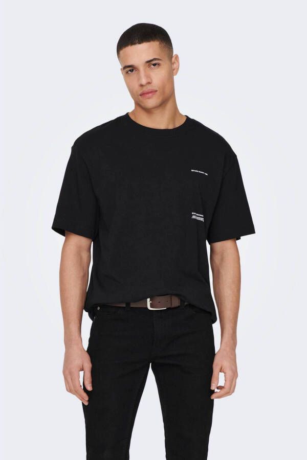 ONLY & SONS regular fit T-shirt ONSART met backprint black