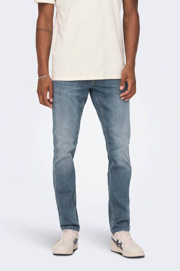 ONLY & SONS Slim fit jeans OS ONSLOOM SLIM BLUE GREY 40 met destroyed-effect