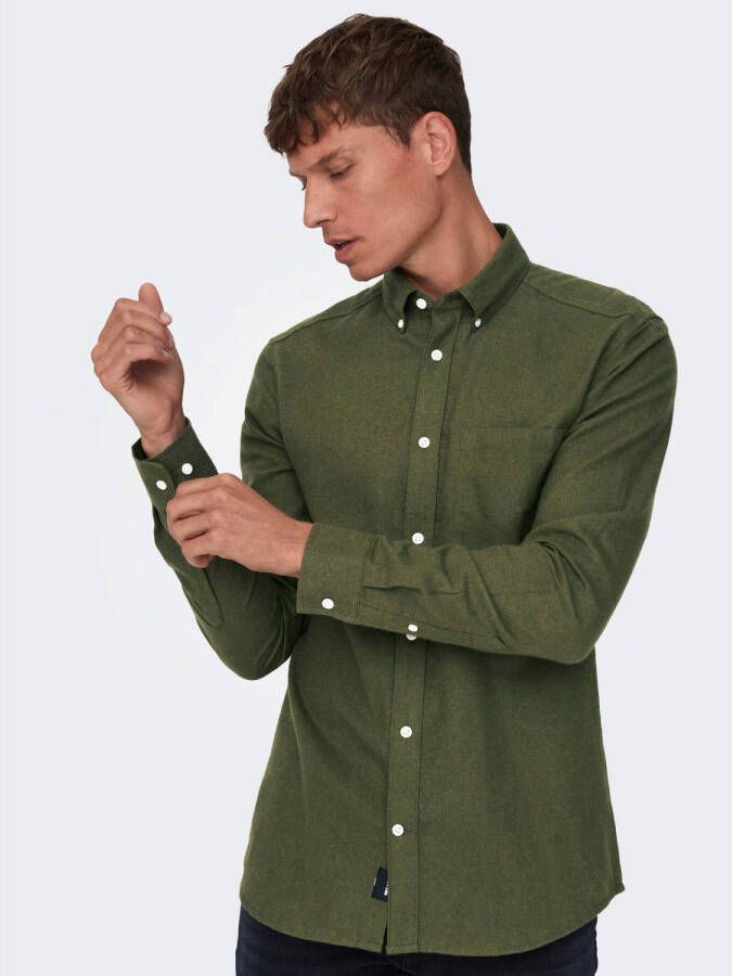 ONLY & SONS slim fit overhemd ONSGUDMUND groen