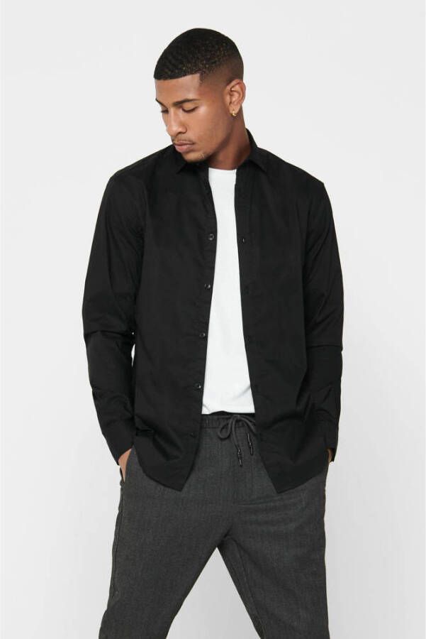 ONLY & SONS slim fit overhemd ONSSANE black