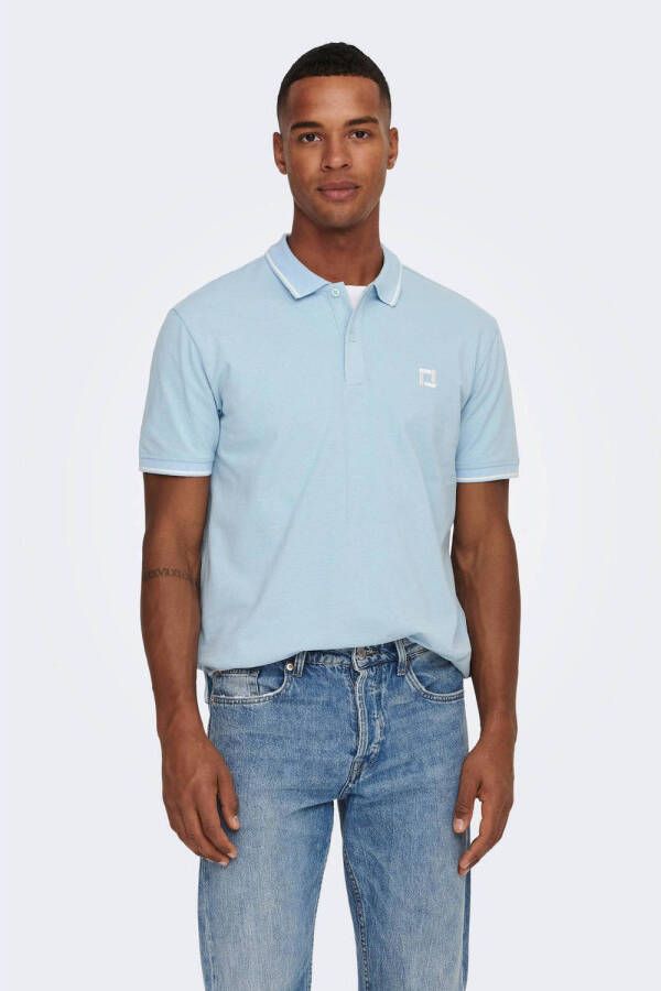 ONLY & SONS slim fit polo ONSFLETCHER met logo corydalis blue