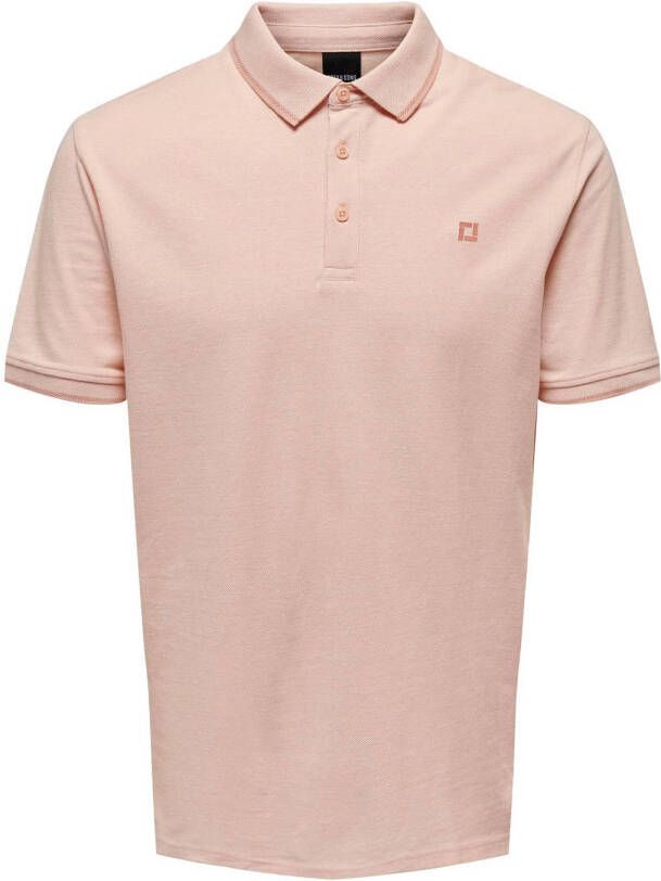 ONLY & SONS slim fit polo ONSFLETCHER met logo peach nectar