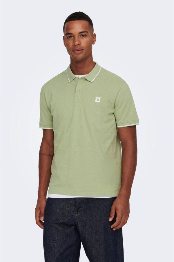 ONLY & SONS slim fit polo ONSFLETCHER met logo swamp