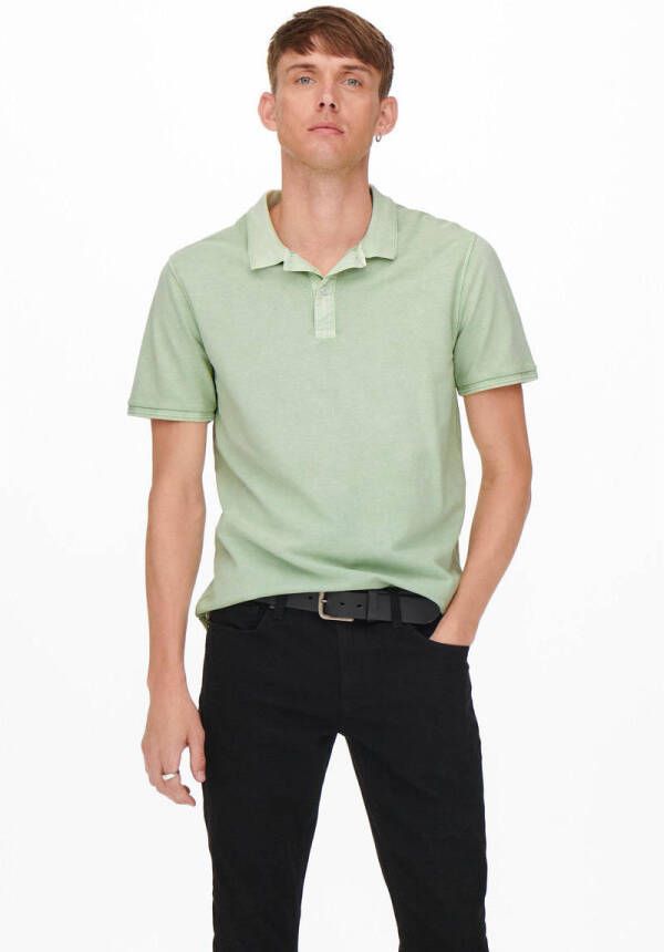 ONLY & SONS slim fit polo ONSTRAVIS reseda