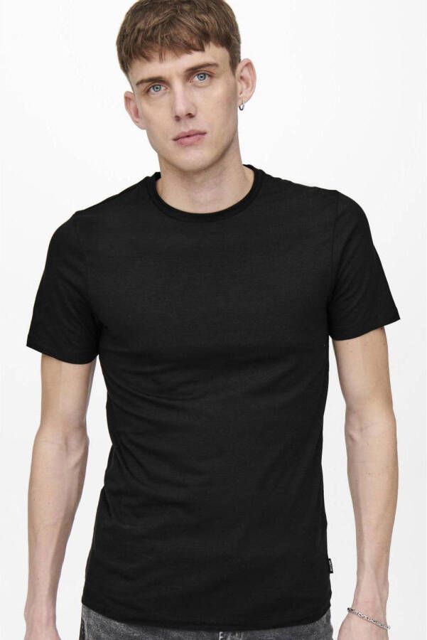 ONLY & SONS slim fit T-shirt (set van 2) ONSBASIC black