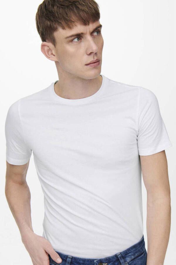 ONLY & SONS slim fit T-shirt (set van 2) ONSBASIC white