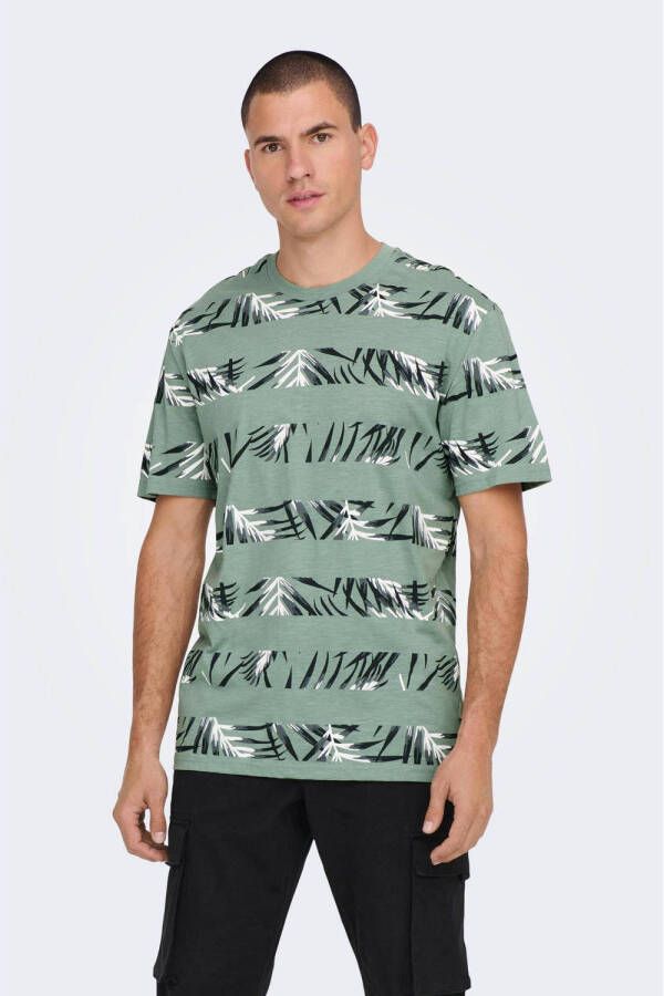 ONLY & SONS T-shirt ONSIASON met all over print chinois green