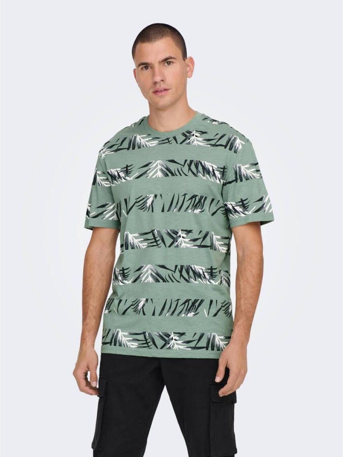ONLY & SONS T-shirt ONSIASON met all over print chinois green