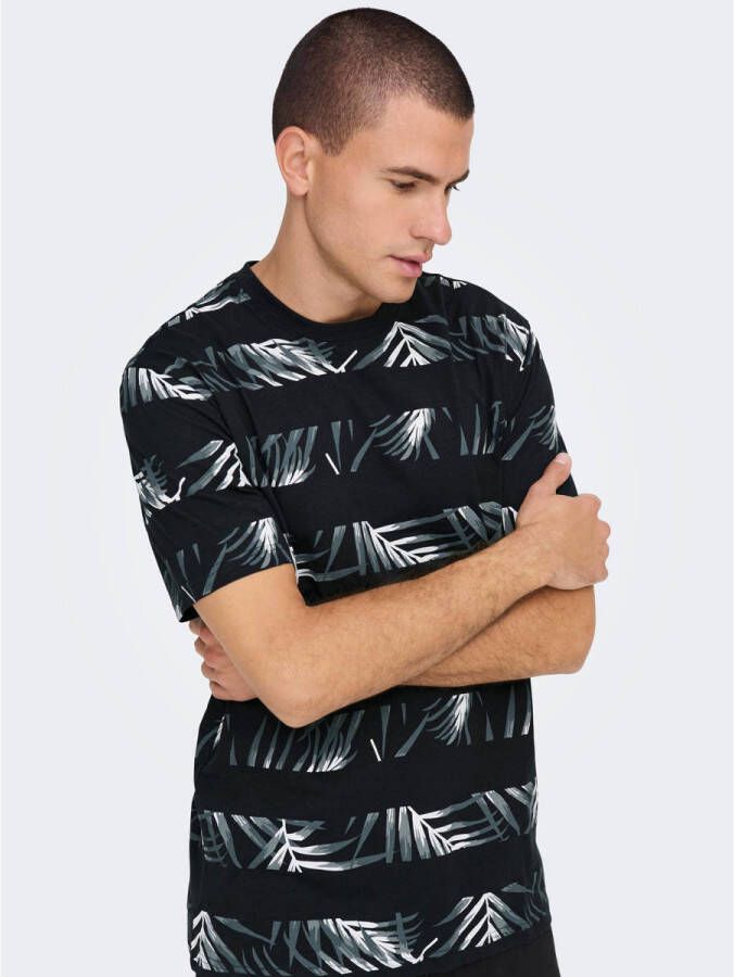 ONLY & SONS Shirt met ronde hals ONSIASON REG AOP STRIPE TEE