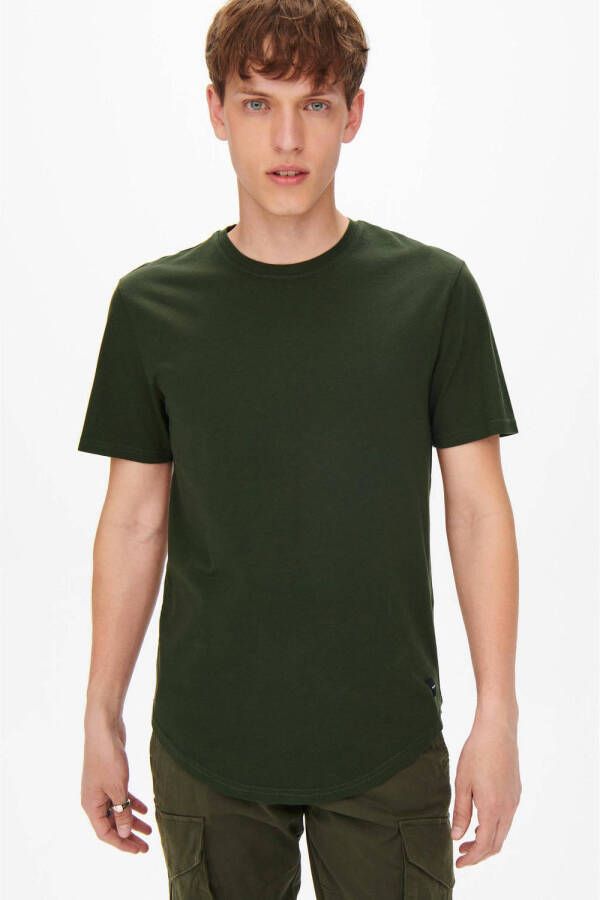Only & Sons T-shirt in effen design met ronde hals