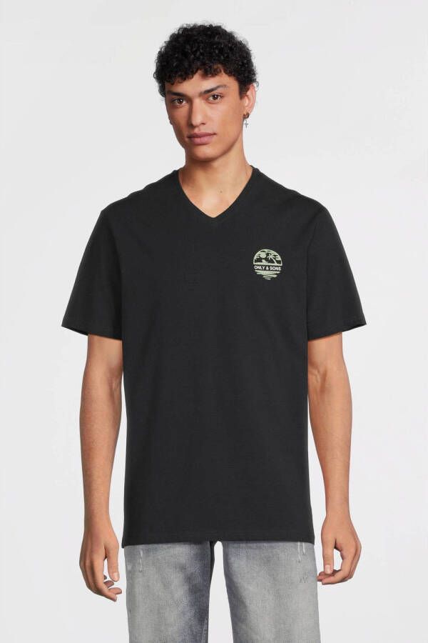 ONLY & SONS regular fit T-shirt ONSSONS LOGO met logo dark navy
