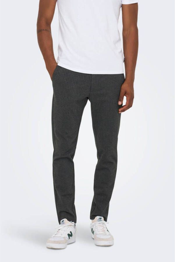 ONLY & SONS tapered fit broek ONSMARK met krijtstreep antraciet