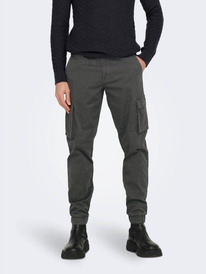 ONLY & SONS tapered fit cargo broek ONSCAM grey pinstripe