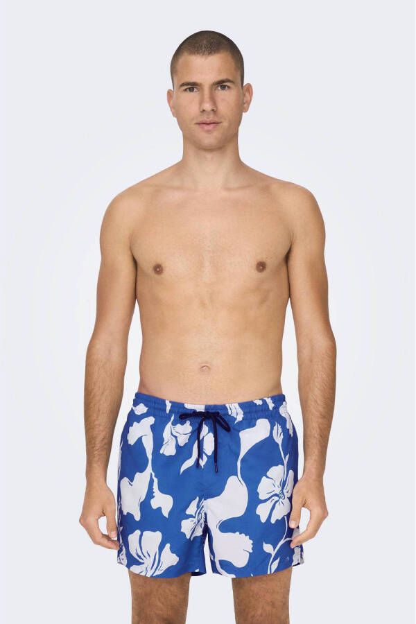 ONLY & SONS zwemshort ONSTED blauw wit