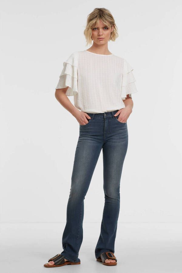 ONLY Wehkamp x flared jeans ONLHUSH grijsblauw