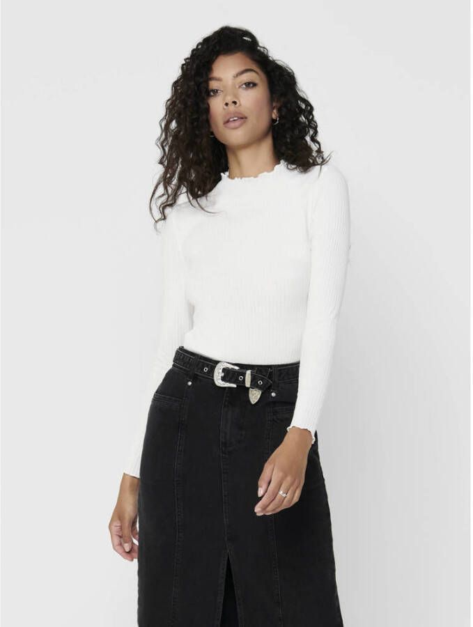 Only Polyester Coltrui Pullover Herfst Winter Collectie White Dames