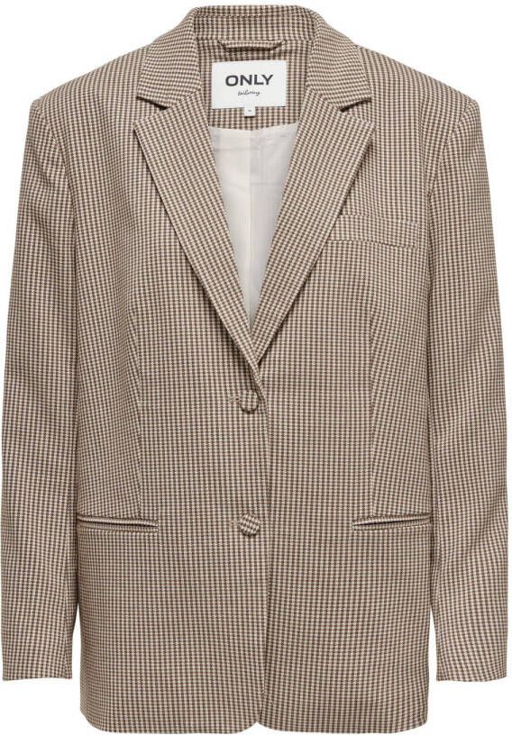 Only Check Blazer TLR in Pumice Stone MOLE en Toasted Coco Bruin Dames