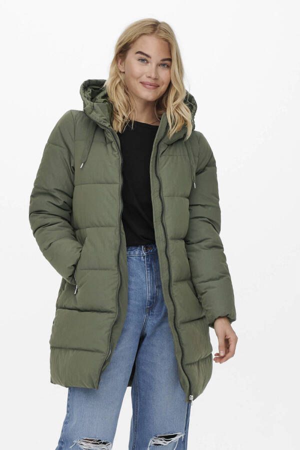 Only Gewatteerde lange jas met capuchon model 'ONLDOLLY LONG PUFFER COAT'