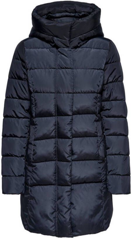 Only Doorgestikte jas ONLNEWLINA PUFFER COAT OTW met een grote capuchon