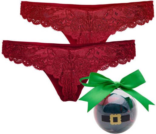 ONLY giftbox string ONLCHLOE (set van 2) in kerstbal rood